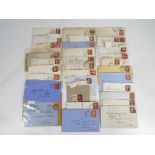 A collection of covers and similar with Penny Red stamps attached, approximately thirty in total.