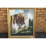 J E Lemke - an oil on canvas depicting Sella-Turme and Pass, Dolomites, image size 81 cm x 70 cm,