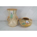 A Beswick twin handled decorative vase decorated in the 489 pattern and a further Beswick vase