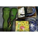 A mixed lot to include a quantity of blue and white ceramics, cameras,