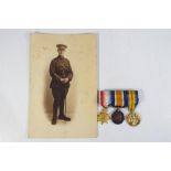 Three miniature World War II (WWII) medals and related photograph Est £15 - £25
