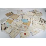 Philately - a mixed lot of UK postal history to include pre 1840 entries paid marks and mileage