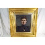 A portrait depicting female dressed in period clothing, gild framed, portrait unsigned,