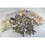 A quantity of coins, tokens and bank note to include UK and worldwide,