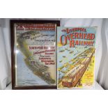 A printed colour poster entitled The View Overhead Railway printed for Her Majesty's Stationery