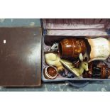 Two vintage cases containing quantity of ceramics to include silver,