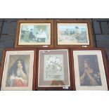 Two early oak framed colour prints the first entitled 'The Maiden's Prayer',