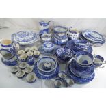 A large quantity of blue and white Spode ceramic tableware to include tureens,