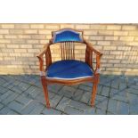 An Edwardian good quality inlaid mahogany tub armchair, with boxwood stringing,