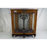 A cased set of scientific scales by J.W. Towers & Co Ltd Widnes.
