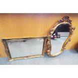 Two gild framed wall mirrors 96 cm by 55 cm and 67 cm by 80 cm (2)