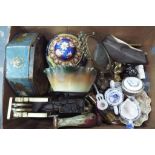 A mixed lot to include ceramics, Oriental ginger jar, buttons, brassware and similar.