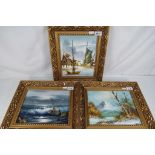 An oil on board depicting sailing boats, gilt framed, signed by the artist lower right,