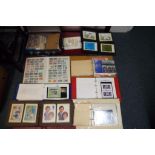 Philately - Nine binders containing a quantity of mint stamps, first day covers, PHQ cards,