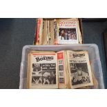 Two boxes containing a large collection of Boxing magazines to include Boxing News,