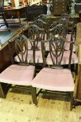Set of eight mahogany Hepplewhite style dining chairs (two carvers and six single)
