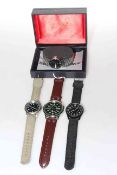 Seiko 5 automatic watch and three military watches