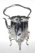 Good Victorian silver-plated spirit kettle,