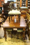 Victorian mahogany extending dining table with leaf and winder together with six Victorian style
