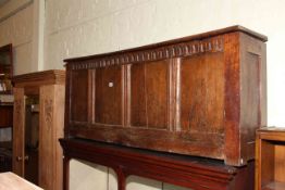 Antique oak coffer and late Victorian walnut mirror door wardrobe (2)