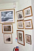 Collection of nine framed watercolours, oil,