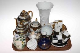 Susie Cooper coffee ware, Eggshell three piece tea set, Wilton Ware lustre vase,