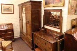 Early 20th Century 5ft oak two door wardrobe and dressing table