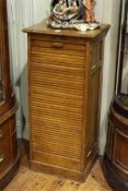 Early 20th Century oak tambour front filing cabinet, 113.5cm by 50.