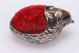 Novelty silver pin cushion in the form of chick