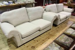 Pair little used Laura Ashley Mortimer two seater sofa's in Dalton Sable fabric with removable arm
