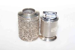 Garrard silver table lighter and a silver jar with glass liner (2)