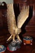 Large carved wood eagle sculpture