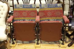 Pair vintage folding cinema seats