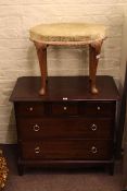Stag Minstrel five drawer chest and oval cabriole leg dressing stool (2)