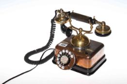 Vintage copper plated Danish telephone,