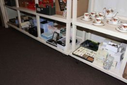 Large quantity of collectables including jewellery, photograph frames, hip flasks, cuff links,
