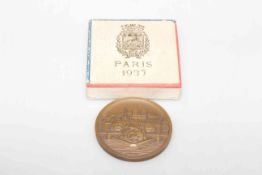 Paris 1937 bronze medallion, signed P.