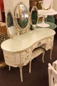 Louis style kidney shaped dressing table and stool