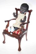 Chippendale style dolls chair and vintage coloured doll