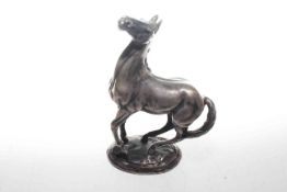 Silver model of a horse, signed in the cast Lorne McKean, 1975 import mark, 12cm high, 19.