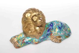 Chinese cloisonne model of a lion