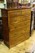 Late Victorian walnut chest of two short above four long drawers on plinth base,