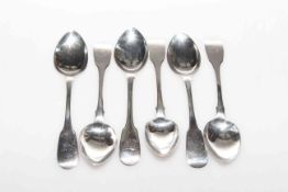 Set of six Irish silver teaspoons, James Brady,
