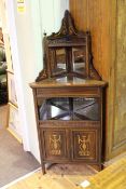 Victorian inlaid rosewood and mirror panelled corner cabinet,