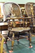 19th Century Windsor pierced splat back broad arm chair