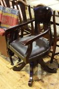 Brass studded swivel desk chair