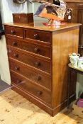 Victorian mahogany chest of two short above four long graduated drawers on plinth base,