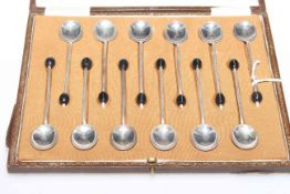 Set of twelve silver coffee bean spoons, Sheffield 1920,
