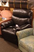 Brown leather electric reclining chair