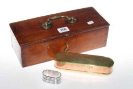 Late 18th Century yew wood box with swan-neck handle,